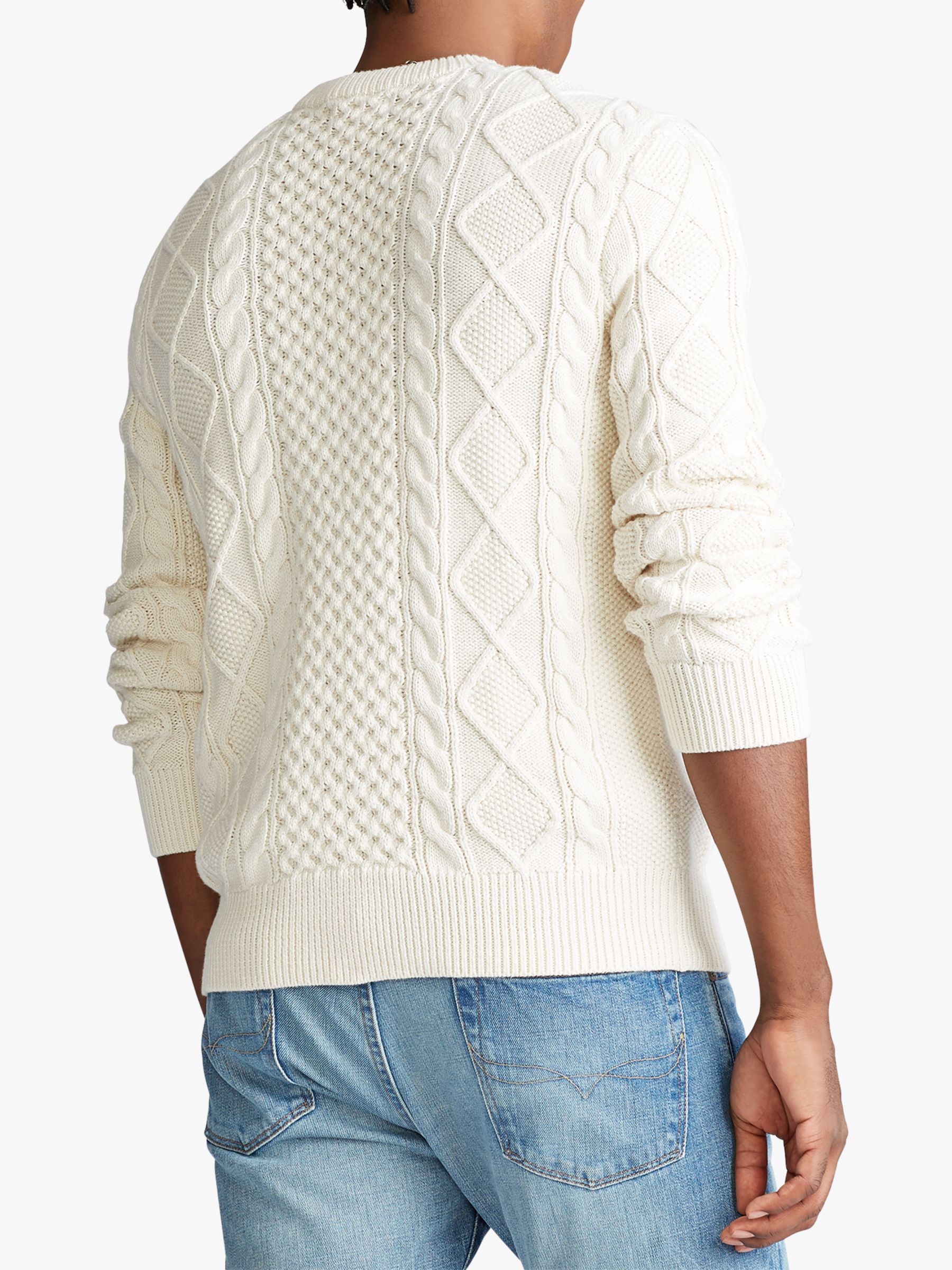Polo Ralph Lauren Fisherman Knit Cotton Sweater, Anover Cream