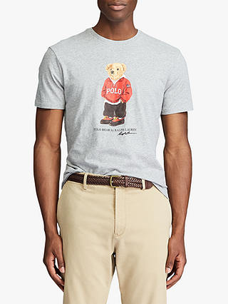 Polo Ralph Lauren Slim Fit Bear Print T-Shirt, Andover Heather