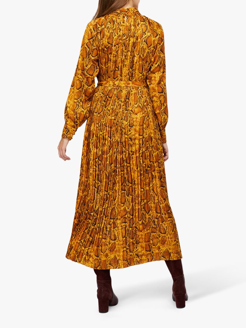 Monsoon Jules Snake Print Trapeze Dress, Yellow