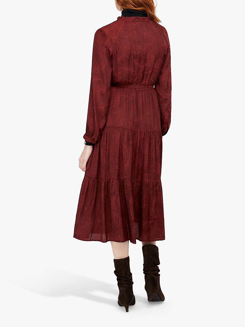 Buy Monsoon Faye Tiered Satin Midi Dress, Berry Online at johnlewis.com