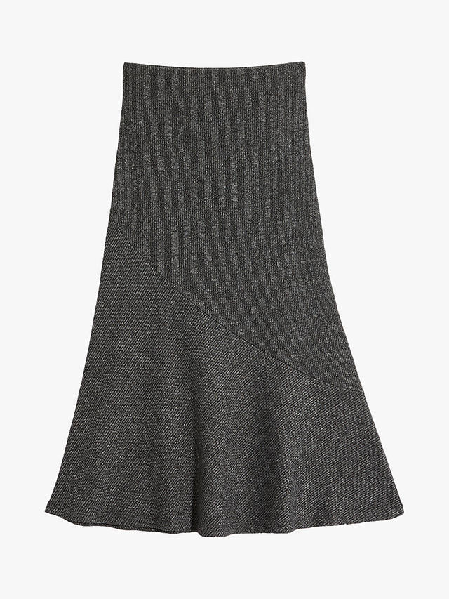 Oasis Rib Bias Cut Skirt, Dark Grey at John Lewis & Partners