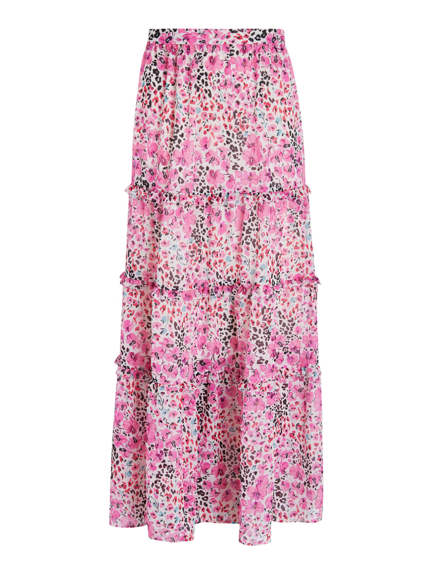 Somerset by Alice Temperley Orchid Animal Print Tiered Midi Skirt, Pink ...