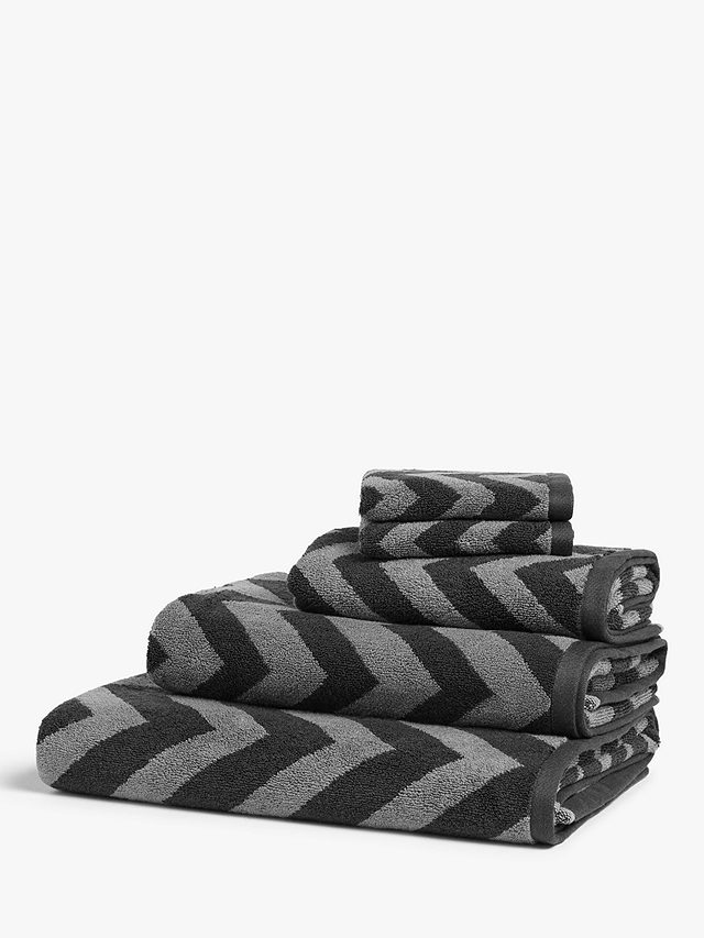 John Lewis & Partners Zig Zag Face Cloth (Set of 2) with TENCEL Lyocell, Steel