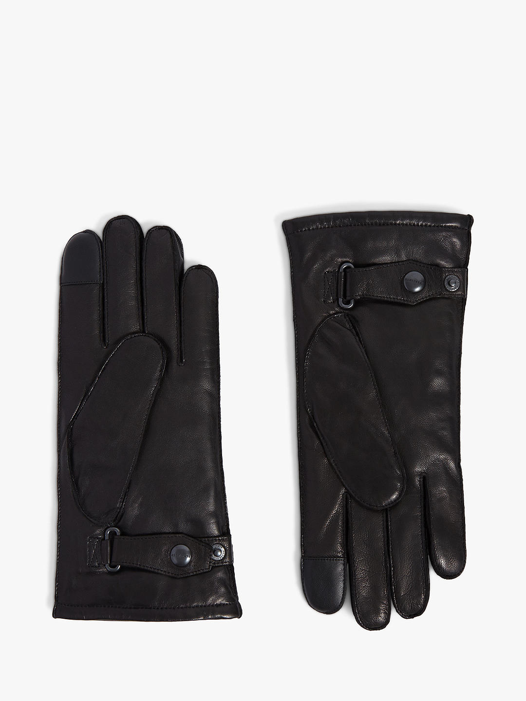 AllSaints Yield Leather Gloves, Black at John Lewis & Partners
