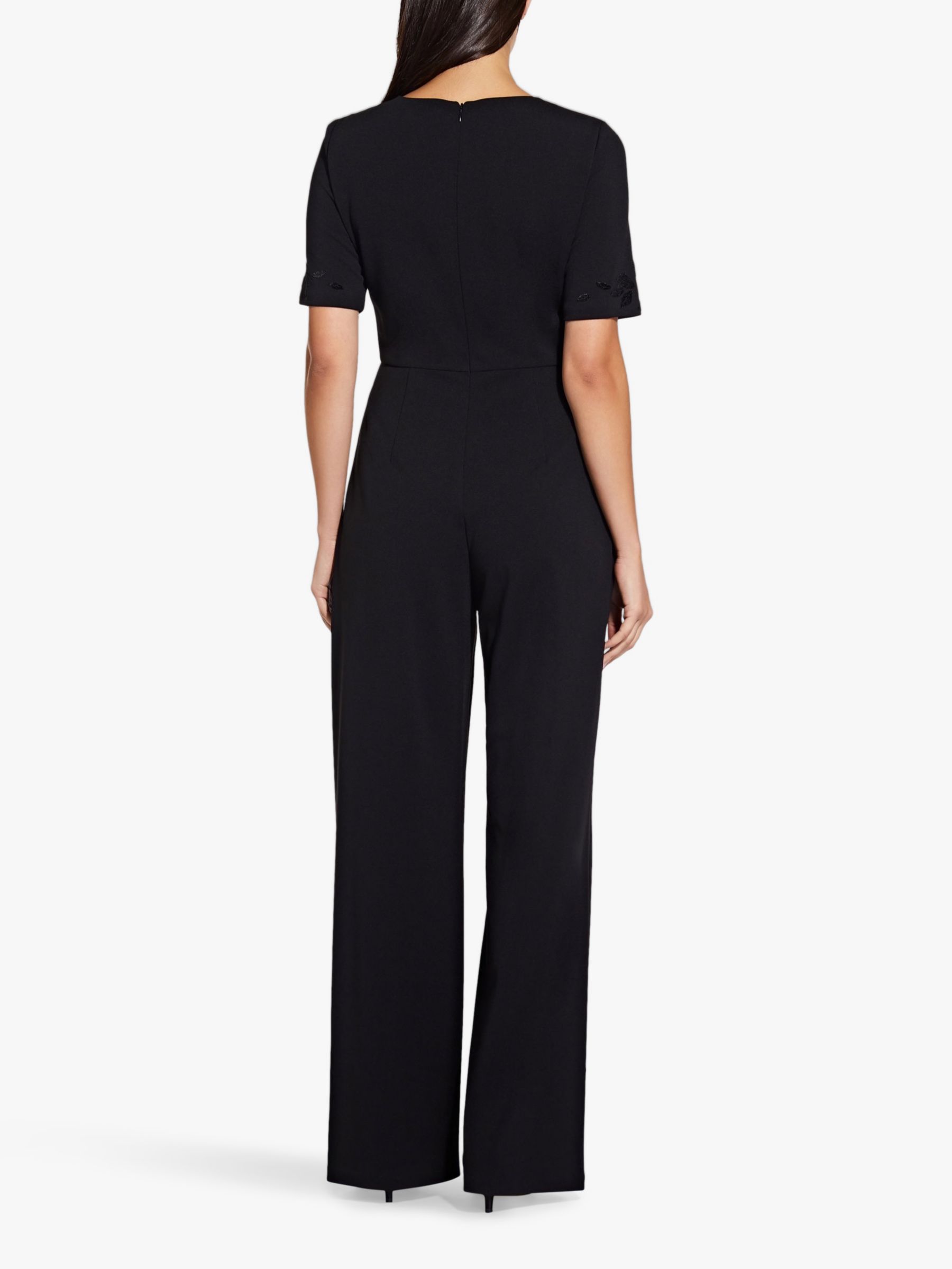 Adrianna Papell Velvet Applique Jumpsuit, Black at John Lewis & Partners