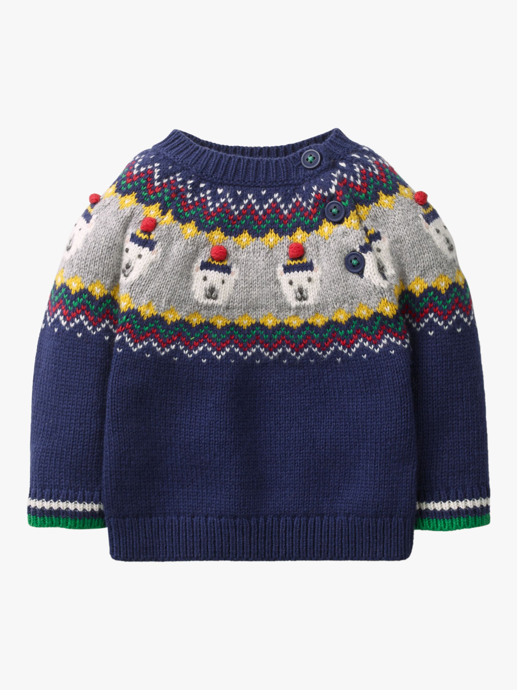 Mini Boden Baby Fair Isle Jumper, Navy at John Lewis & Partners