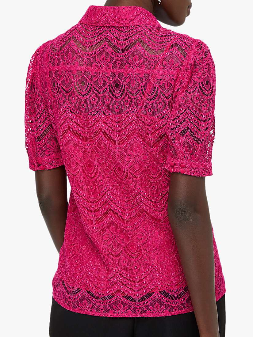 Buy Monsoon Primrose Lace Puff Sleeve Blouse, Pink Online at johnlewis.com
