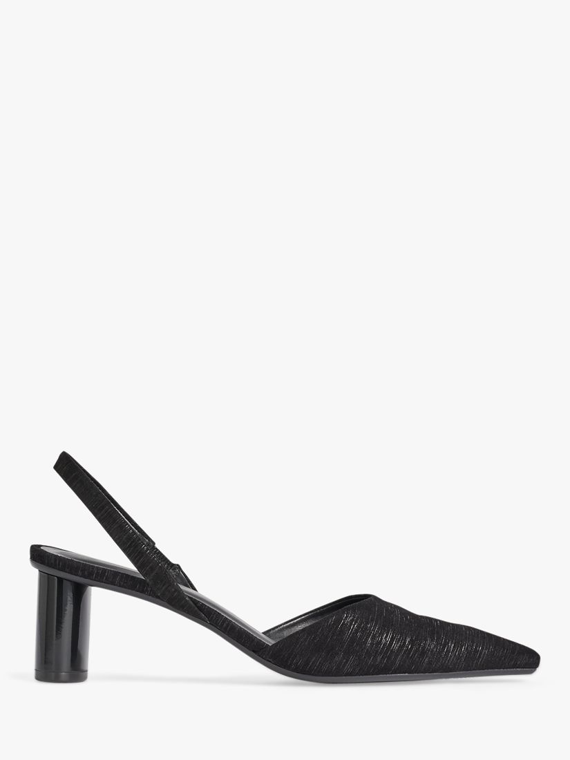 Jigsaw Seren Leather Slingback Party Court Shoes, Black