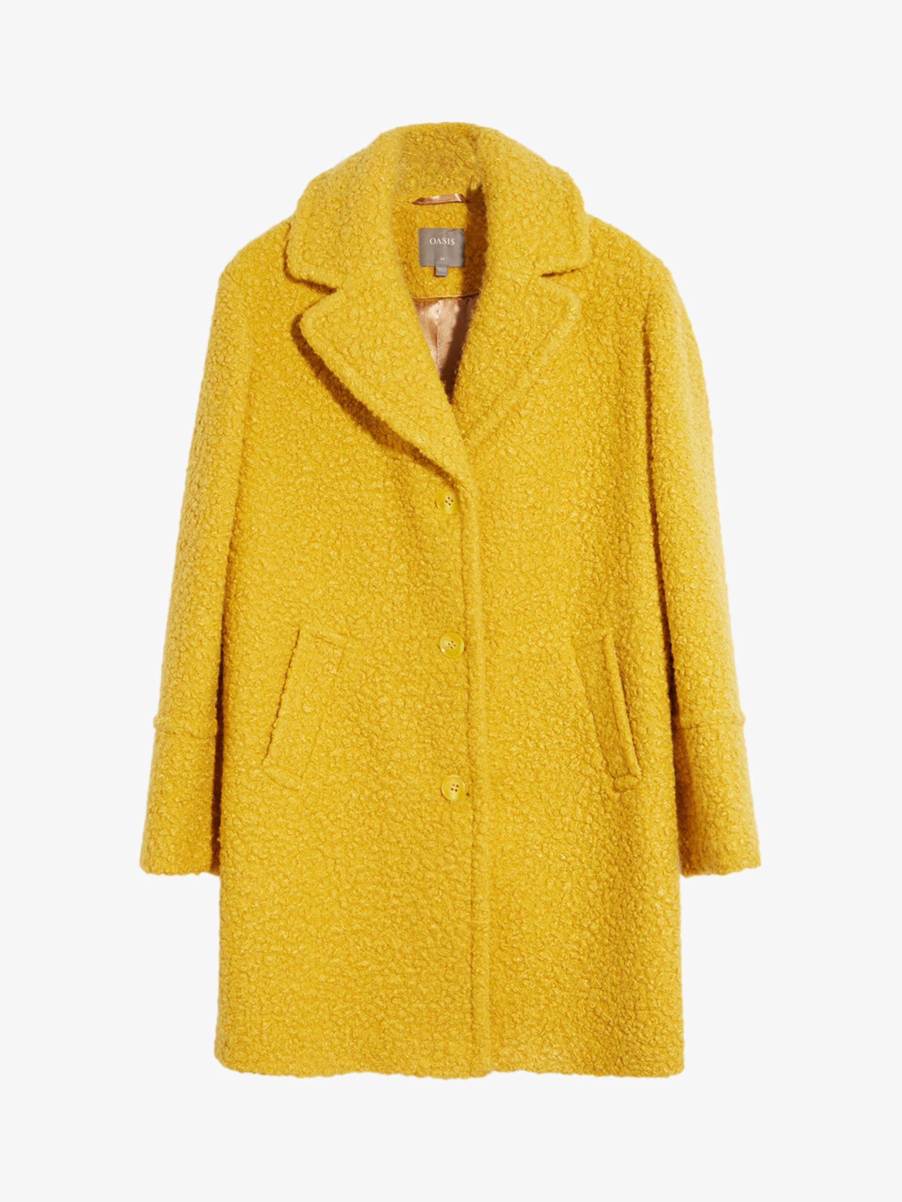 Oasis Boucle Teddy Coat, Yellow, XS