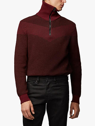 BOSS Ayfair Knitted Funnel Neck Sweater, Dark Red