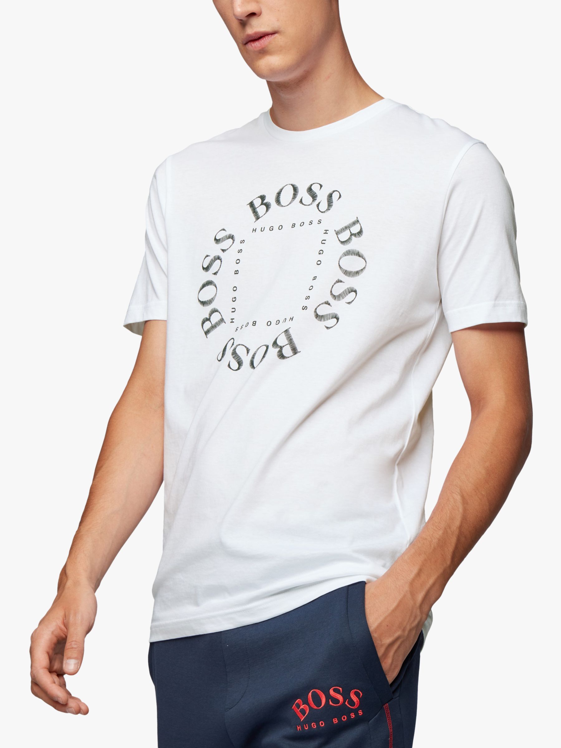 BOSS Large Circular Logo Crew Neck T-Shirt, White