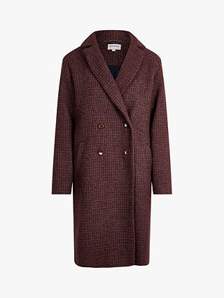 Brora Harris Tweed Coat, Rust/Port