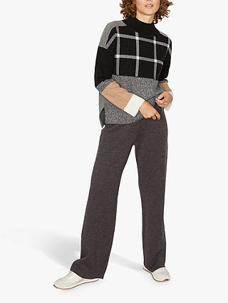 Jigsaw Milano Wool Tweed Knit Trousers, Grey