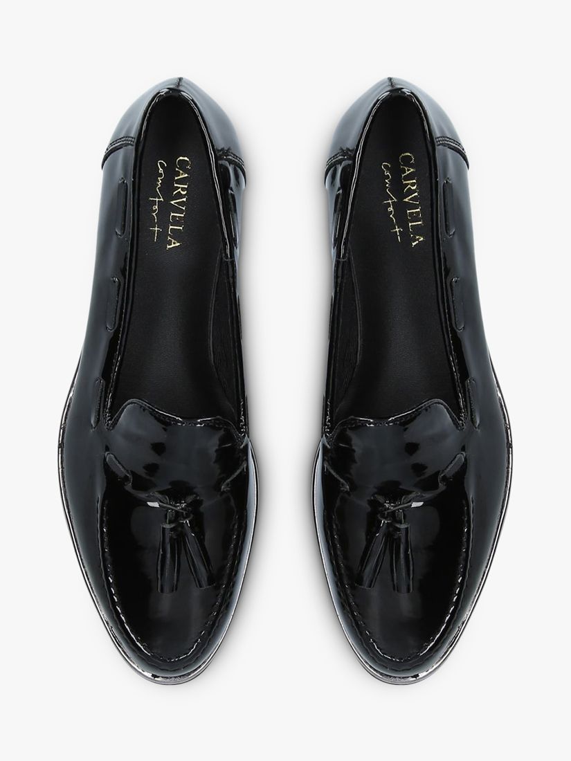 Carvela Comfort Patent Leather Chunky Loafers, Black at John Lewis ...