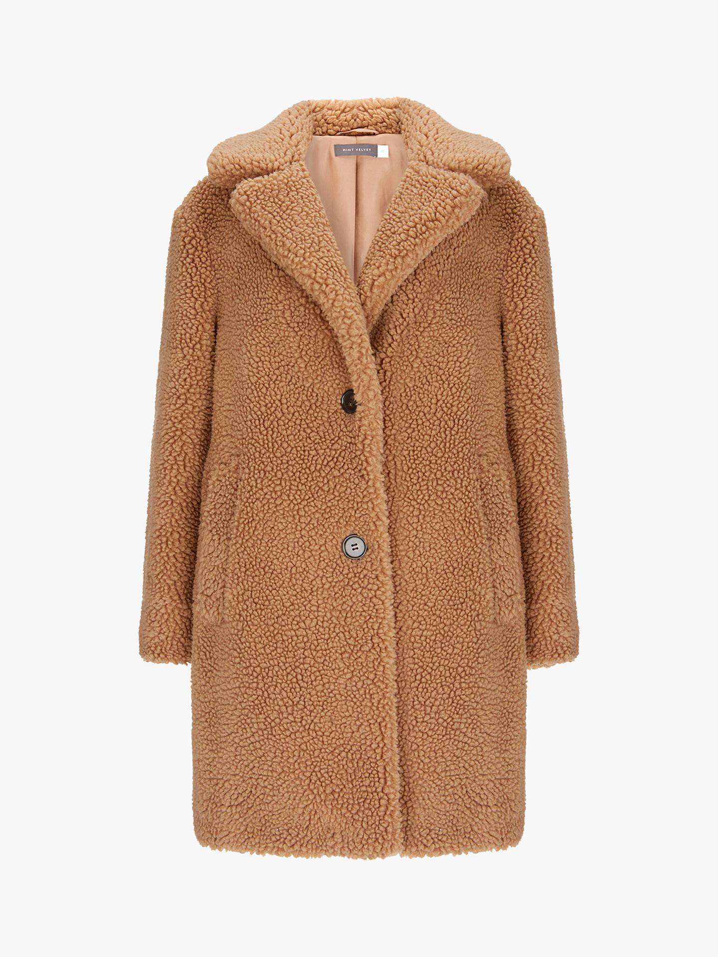 Mint Velvet Teddy Faux Fur Coat, Camel at John Lewis & Partners
