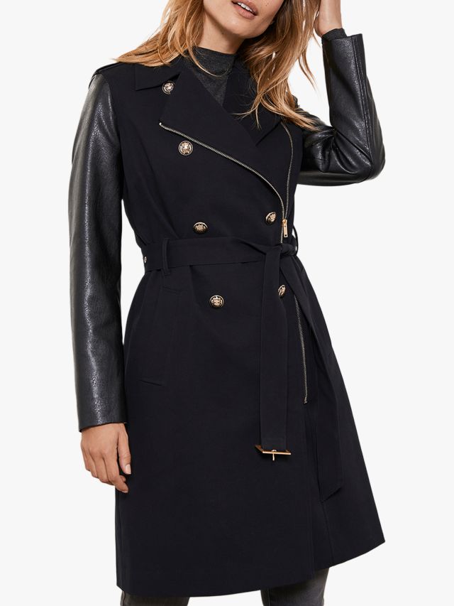 Mint Velvet Military Trench Coat, Black, 6