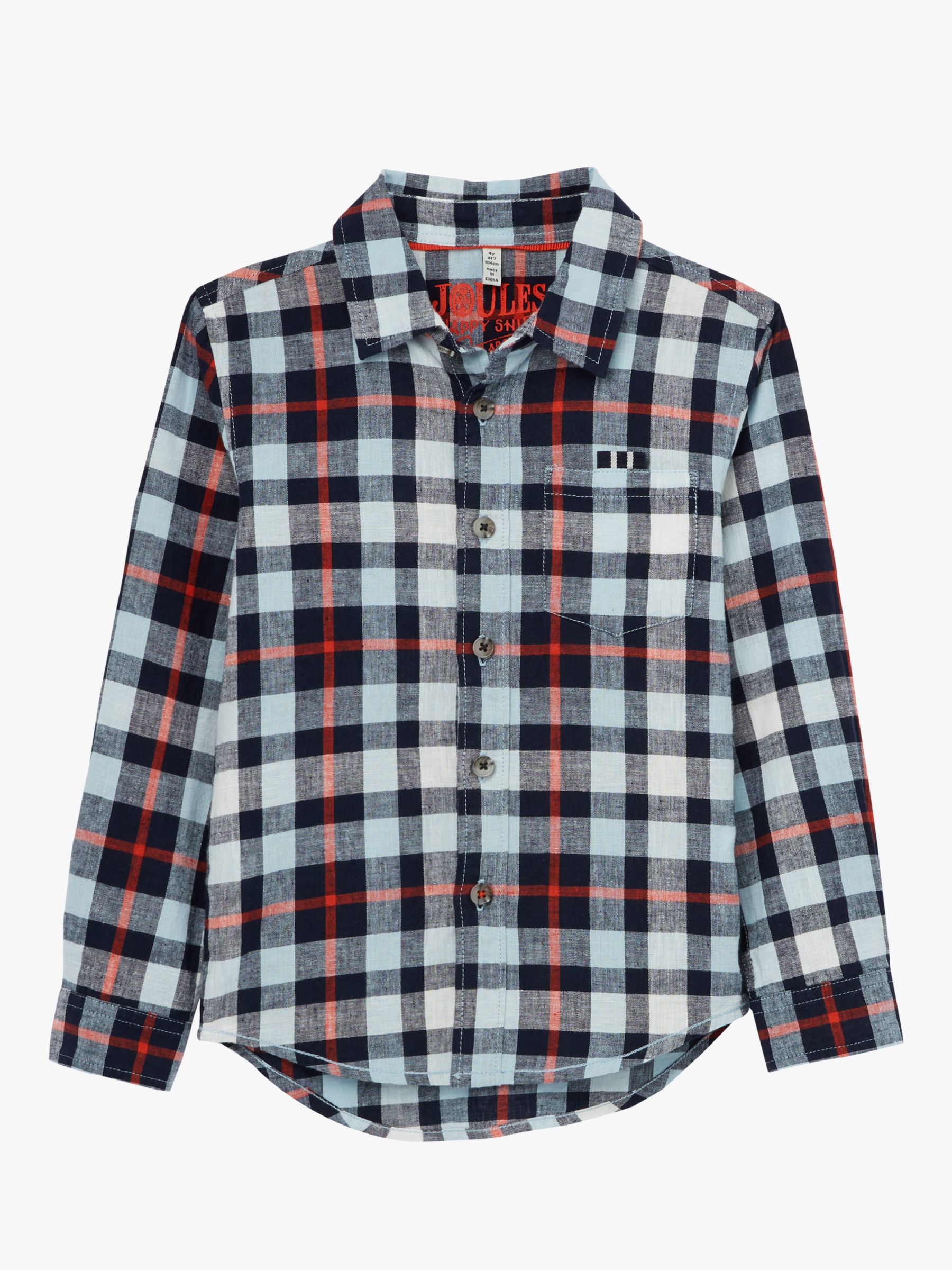 Little Joule Boys' Check Shirt, Blue at John Lewis & Partners