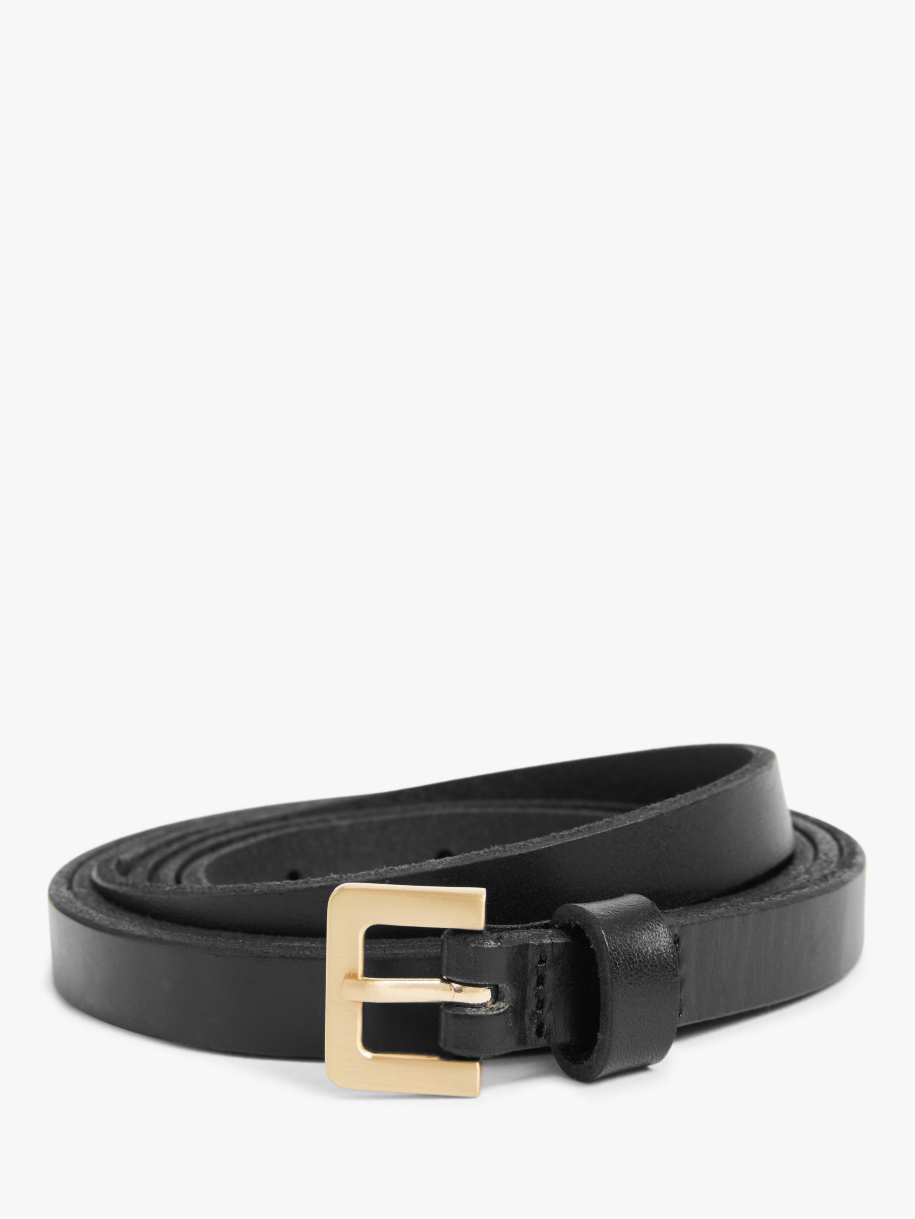 John Lewis & Partners Darcy Double Wrap Skinny Leather Belt, Black