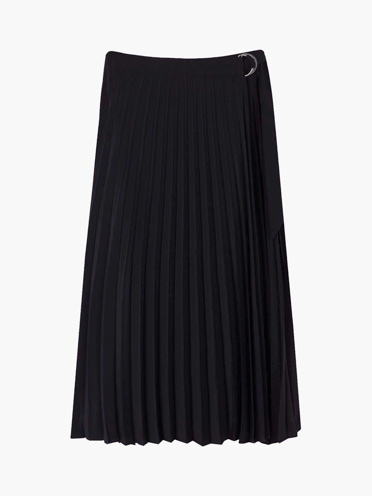 Warehouse Pleated Wrap Midi Skirt, Black