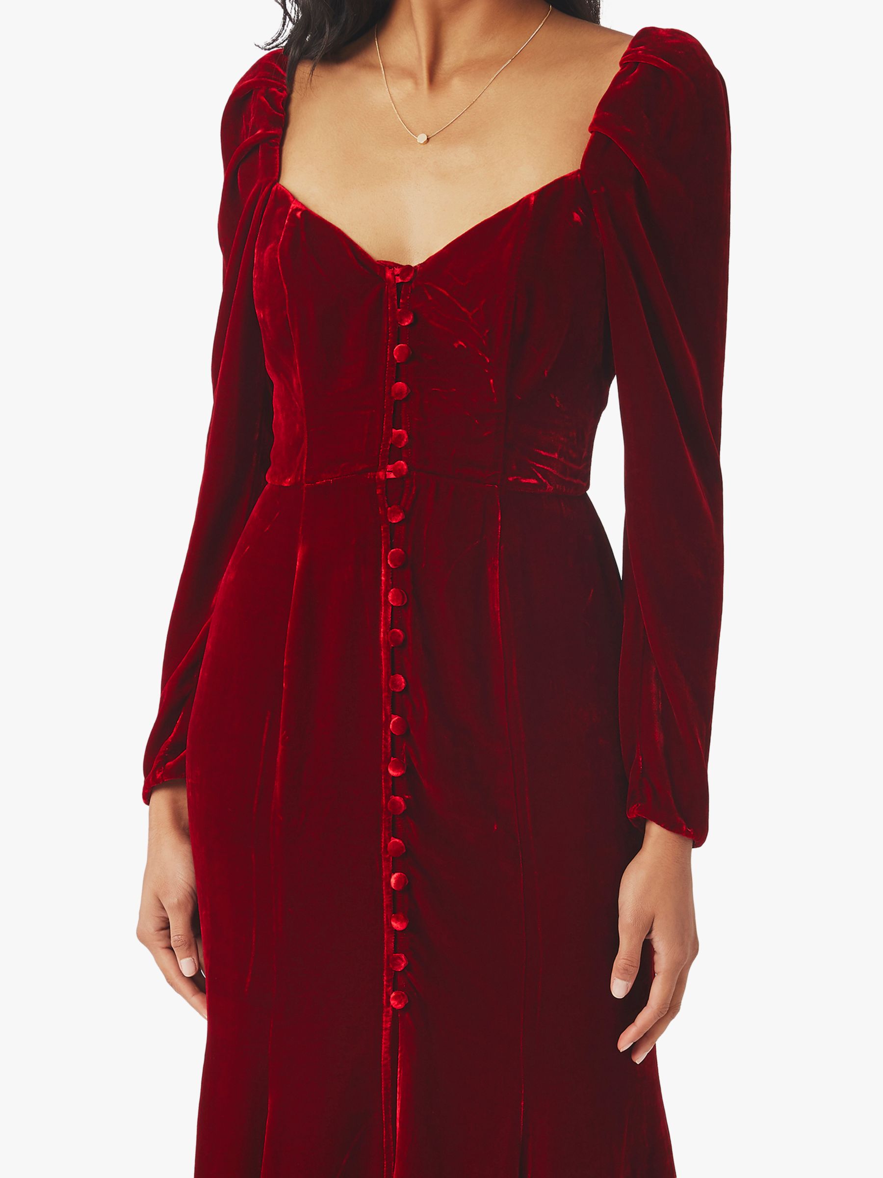 Ghost Silk Velvet Dress, Red, S