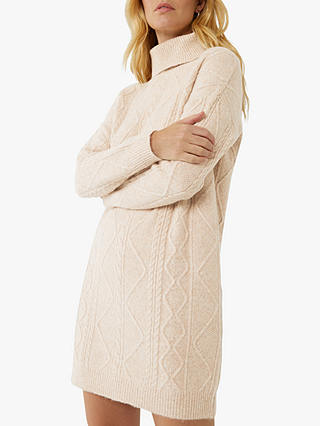 Warehouse Cable Knit Jumper Dress, Beige