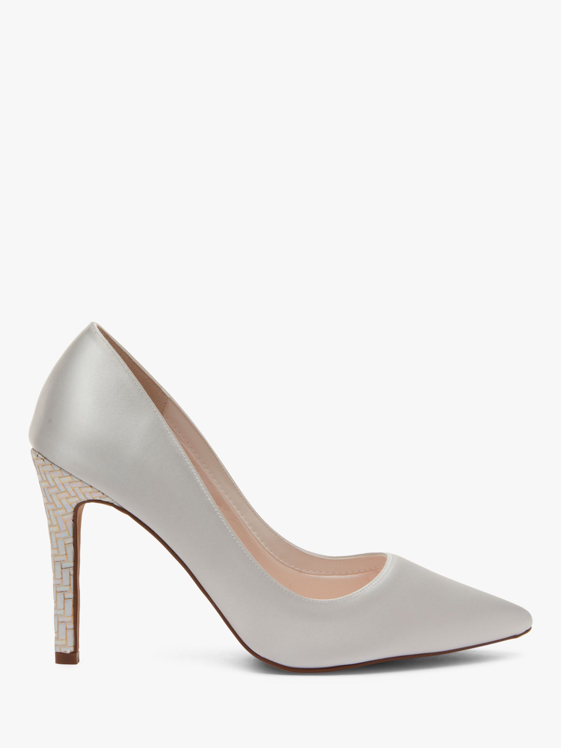 Rainbow Club Rochelle Satin Pointed Court Shoes, Ivory at John Lewis ...
