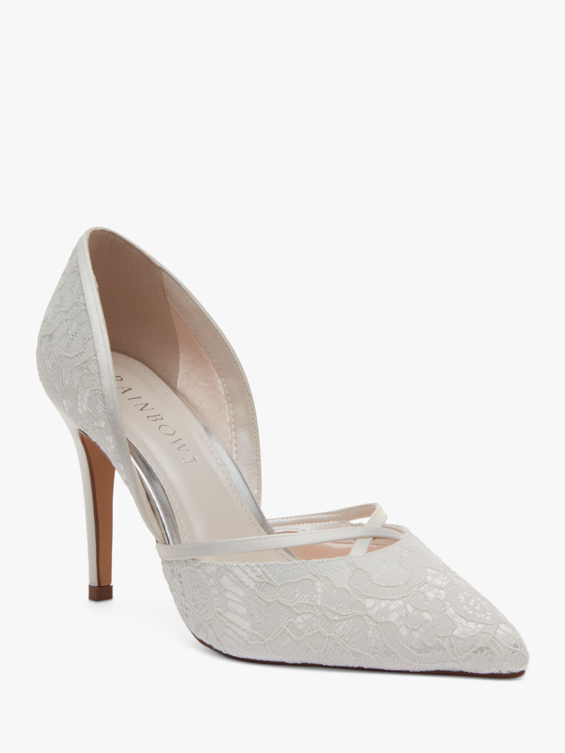 Rainbow Club Georgia Luxury Lace Pointed Court Shoes, Ivory, 3