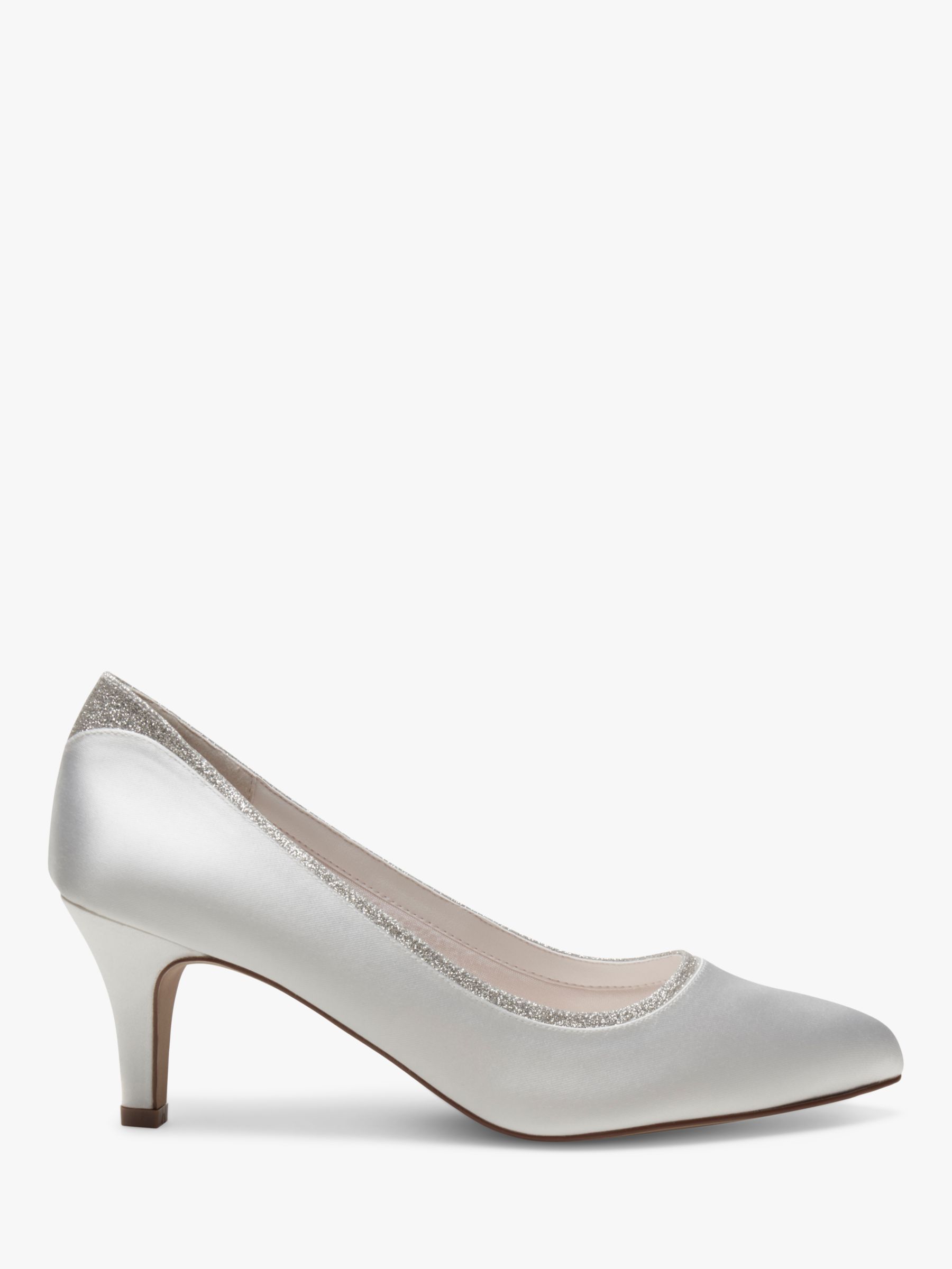 Rainbow Club Jara Extra Wide Fit Satin Court Shoes, Ivory at John Lewis ...