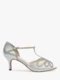 Rainbow Club Harlow Shimmer Satin T-Bar Court Shoes, Ivory, Ivory