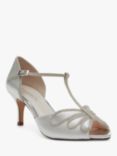 Rainbow Club Harlow Shimmer Satin T-Bar Court Shoes, Ivory