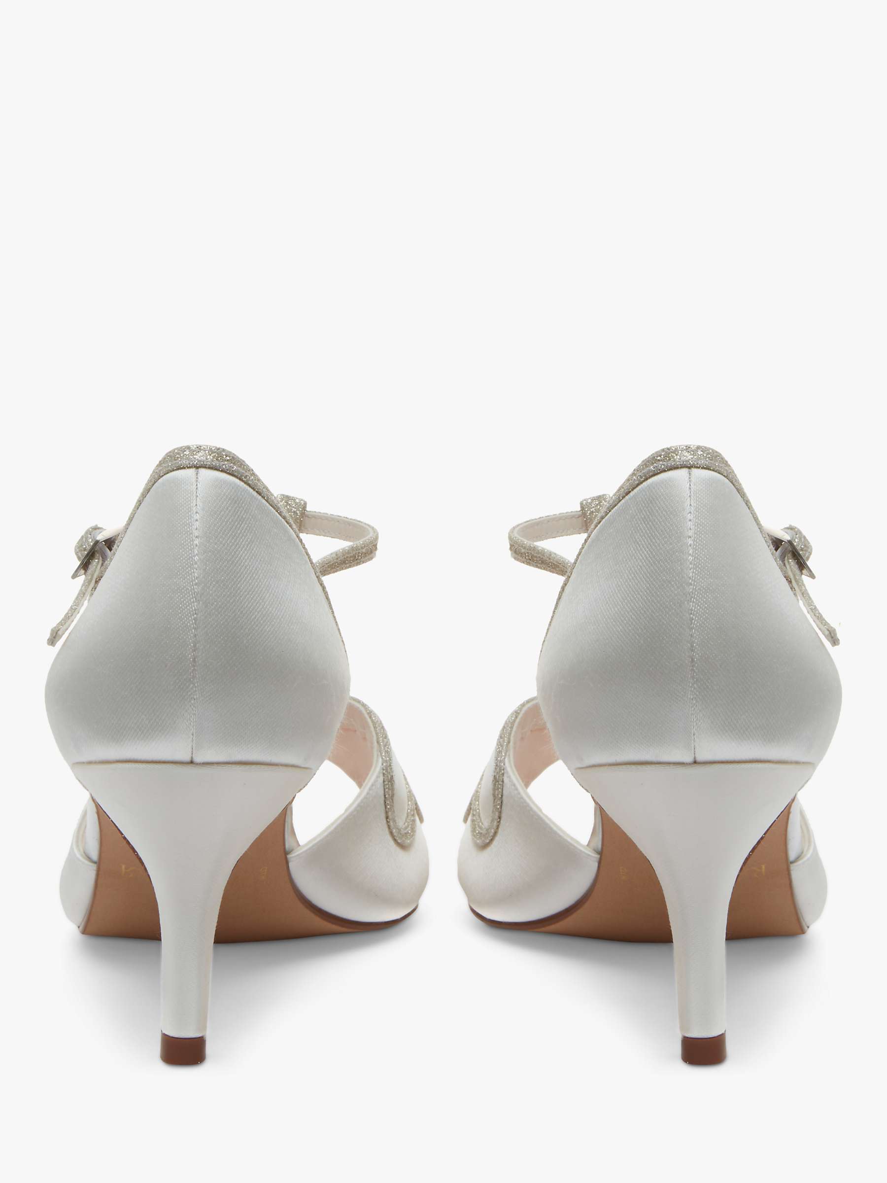 Buy Rainbow Club Harlow Shimmer Satin T-Bar Court Shoes, Ivory Online at johnlewis.com
