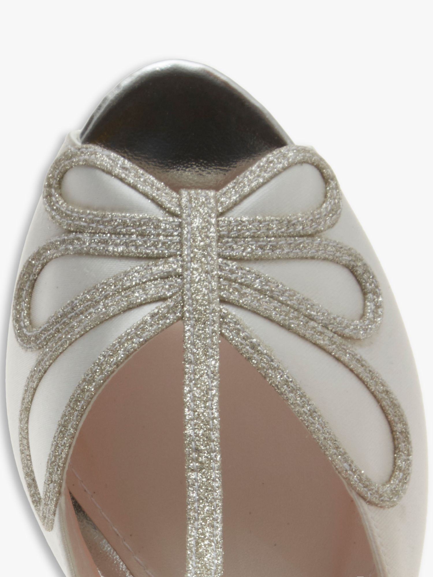 Rainbow Club Harlow Shimmer Satin T-Bar Court Shoes, Ivory, 4.5