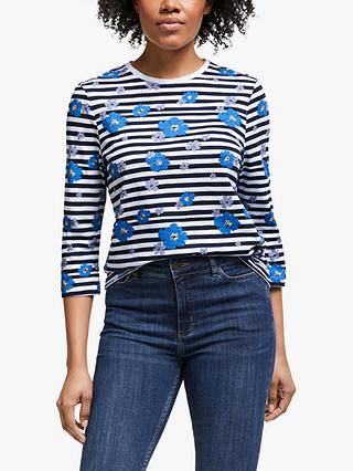 Collection WEEKEND by John Lewis Darcie Floral Stripe T-Shirt, Multi