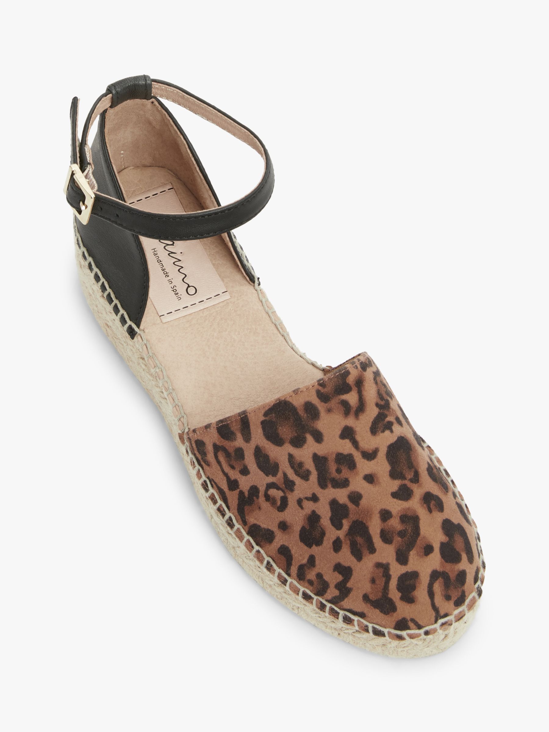 AND/OR Krystal Leather Leopard Print Platform Espadrilles, Black/Brown