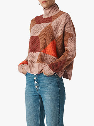 Whistles Cable Intarsia Wool Jumper, Multicolour