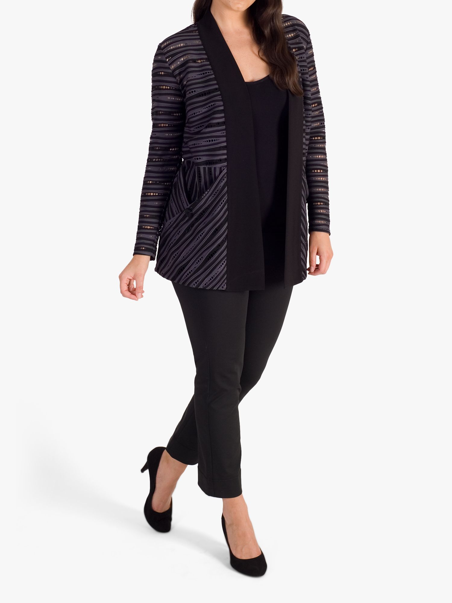 Chesca Zip Detail Stretch Trousers, Black at John Lewis & Partners