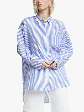 Mother of Pearl Tencel™ Stripe Shirt, Blue/Ivory
