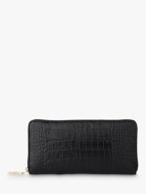 Coach Slim Leather Zip Around Purse, Black at John Lewis & Partners