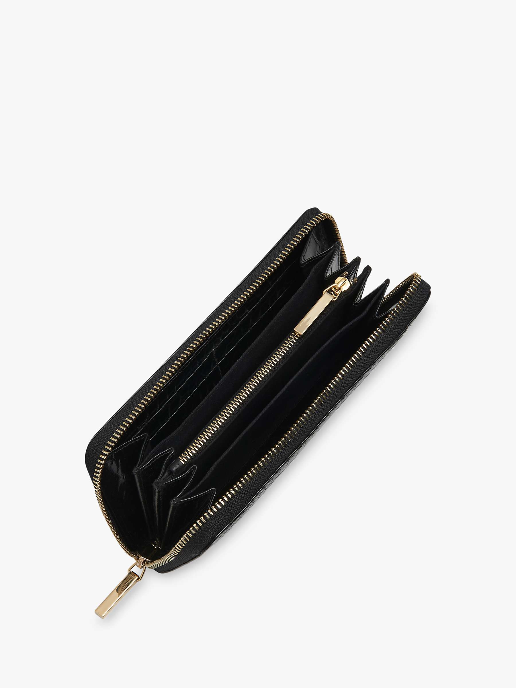 Buy Whistles Leather Shiny Croc Long Purse, Black Online at johnlewis.com