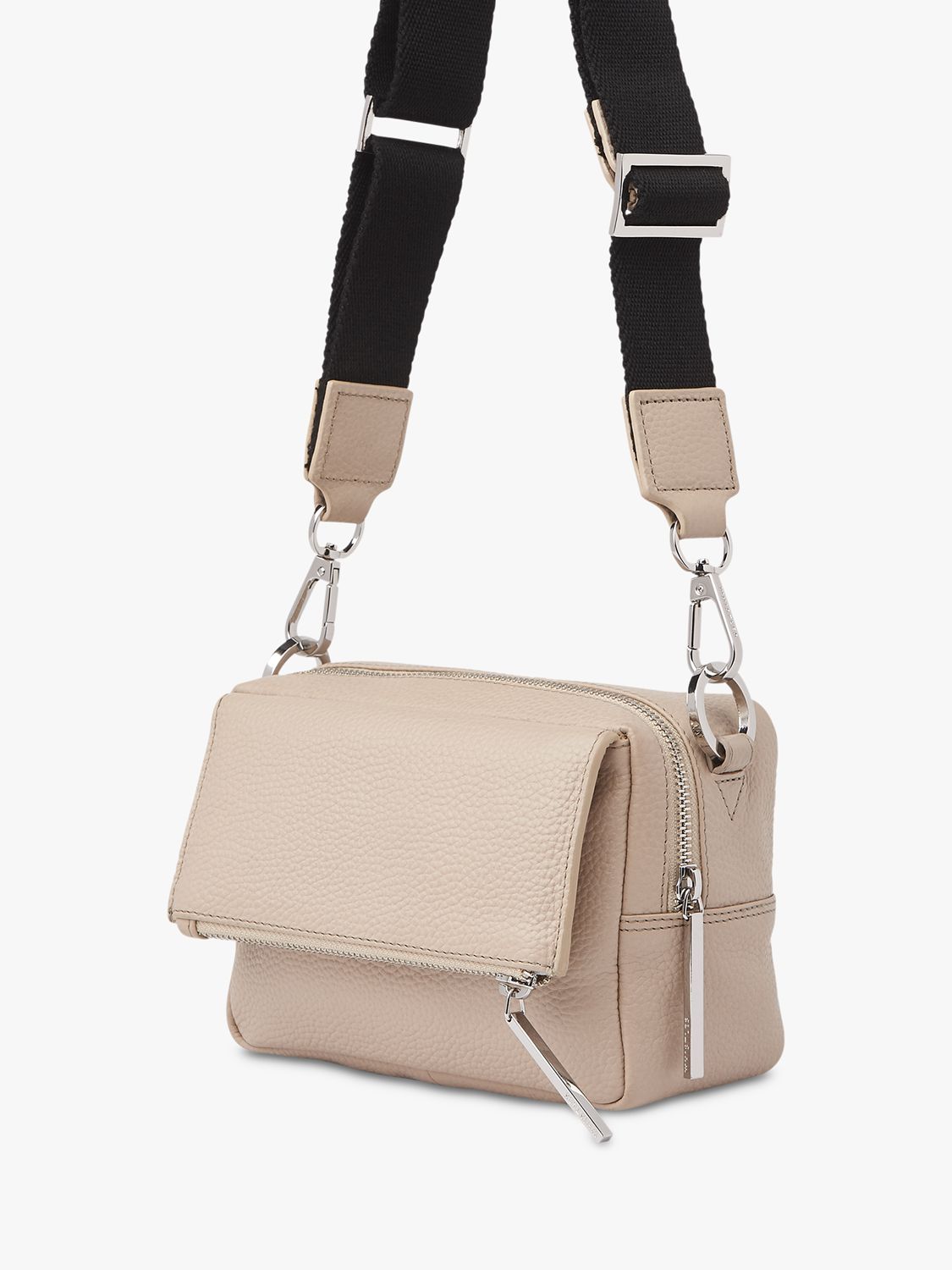 Whistles Bibi Leather Cross Body Bag, Soft Taupe, One Size