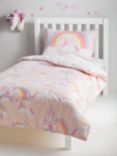little home at John Lewis Magical Unicorn Reversible Cotton Duvet Cover and Pillowcase Set, Pink