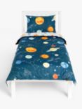 John Lewis Outer Space Glow in the Dark Reversible Pure Cotton Duvet Cover and Pillowcase Set, Navy