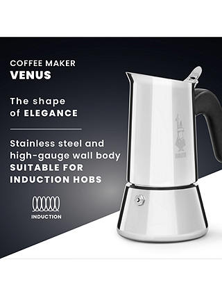 Bialetti Venus Induction Stove-top Coffee Maker, Silver, 6 Cups