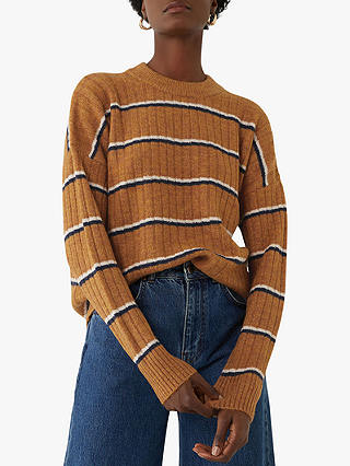 Warehouse Cosy Fine Striped Ribbed Jumper