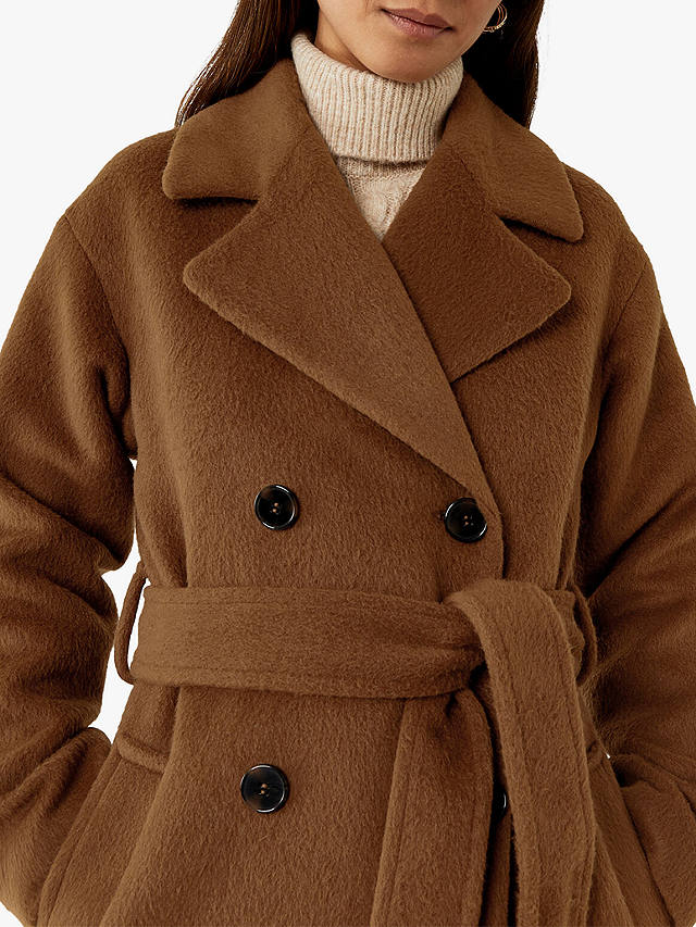 Warehouse Textured Double Ted, Belted Pea Coat Shortage Uk