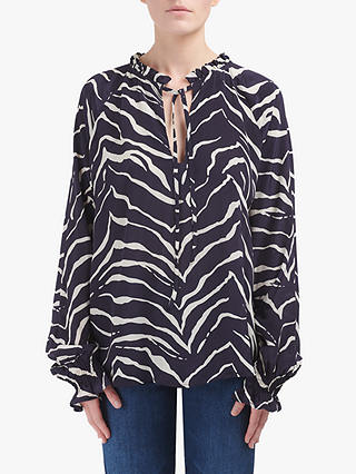 Lily and Lionel Florence Animal Print Top, Tiger Navy
