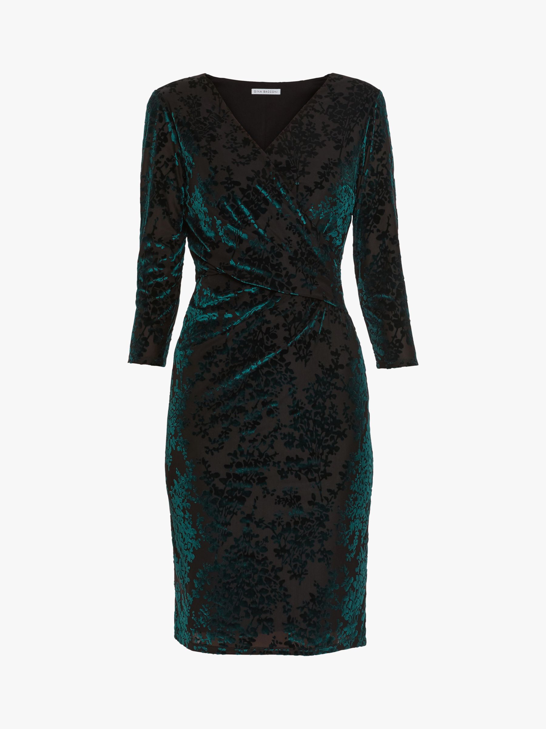 Gina Bacconi Liara Velvet Dress, Emerald at John Lewis & Partners