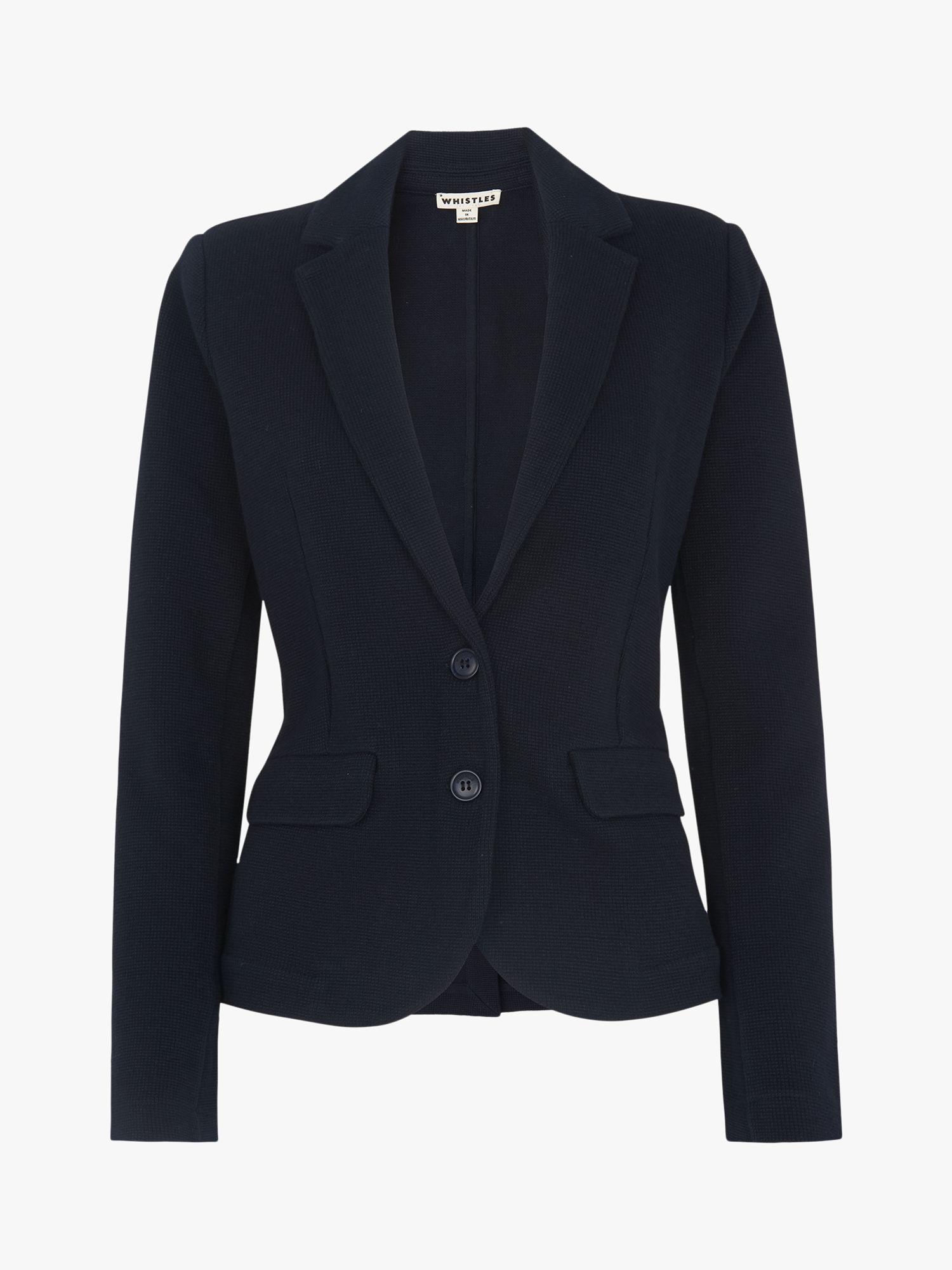 Whistles Slim Jersey Jacket, Navy at John Lewis & Partners