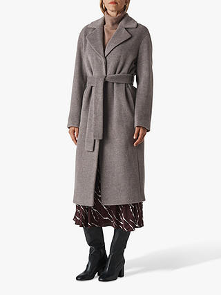 Whistles Darcey Drawn Belted Coat, Grey