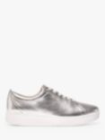 FitFlop Rally Lace Up Leather Trainers, Silver